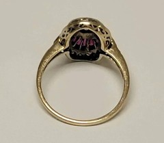 Art Deco Style Lab Created Diamond & Ruby Anniversary 14K White Gold Finish Ring