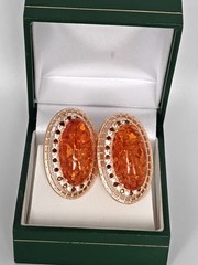 Vintage 1990-s 14 Ct Rolled Gold Large Amber Earrings-Hallmarked 585 RG