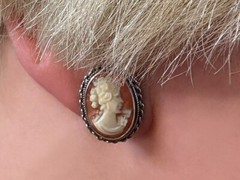 Vintage 6 Cameo Cannetille Bracelet & Cameo Earrings from Italy 800 925 Silver