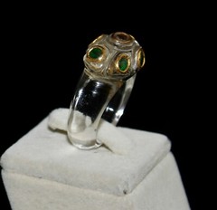 Natural Diamond Crystal Quartz Emerald 22k Gold Ethnic Ring 10ct Fashion Women