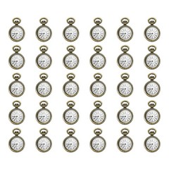 30Pcs 0.67×0.43″ Zinc Alloy Watch Clock Charm Pendant, Bronze Tone