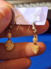 Sterling Silver Carved Fish Dangle Earrings