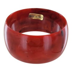 Made in Italy Red Black Wide Marbled Bangle Bracelet Ladies Standard Size