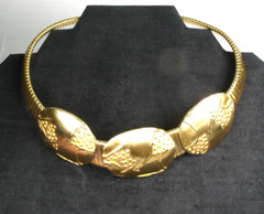 Vintage KJL Kenneth Jay Lane Gold Tone Statement Choker Necklace Chunky Unusual