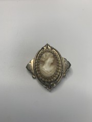 Vintage Gold Tone Coro Cameo with Original Box