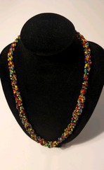 Vintage Multicolor Braided Seed Bead Necklace Women’s Jewelry 18 Inch