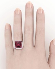 8.95Ct Art Deco Style Lab Created Ruby Engagement Wedding 14K White Gold FN Ring