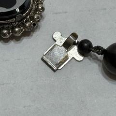 Vtg 23” Glass Faux Pearl Necklace Carved Cameo Clasp Charcoal Grey Black Grandma