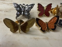 Vintage Lot of 6 Butterfly Brooch – Pin Gold-Tone & Silver-tone Various Sizes