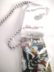 Signed Ed Hardy Rhinestone Eagle Y2K Dog Tag Chain Necklace *23″