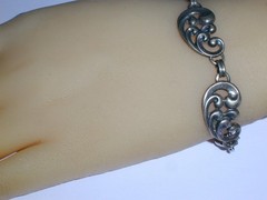 DANECRAFT ART DECO STERLING FANCY SWIRL LINK BRACELET- 6 1/2″ LONG!