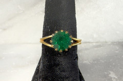 Vintage Gold Tone Green Rhinestone Ring Size 5.5 Adjustable