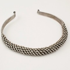 Antique Southeast Asian Silver Choker Necklace Hill Tribe Neck Ring