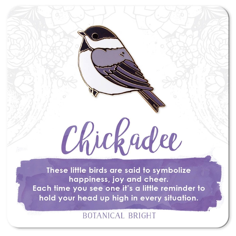 Chickadee Bird Enamel Pin – Gold Plated Nature Jewelry – Wildlife Brooch