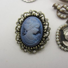 Vintage And Modern Cameo Brooch Lot Of 6
