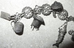 VINTAGE ANTIQUE OLD CHINESE EXPORT FILIGREE CHARM BRACELET SIGNED CHINA