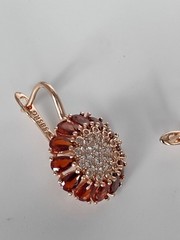 Vintage 1990-s 14 Ct Rolled Gold Large Ruby / Zircons Earrings-Hallmarked 585 RG