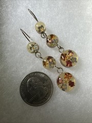 Dried Flowers Acrylic Earrings Sterling Silver Hook Pierced Jewelry 🌸 Retro