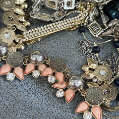 Junk Jewelry Crafting Lot Blingy Sparkling Rhinestones Junk Drawer 1lb