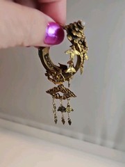 Vintage DESIGNER Signed Baroque Curled Gilt Leaf FRENCH EARRINGS – GORGEOUS Help