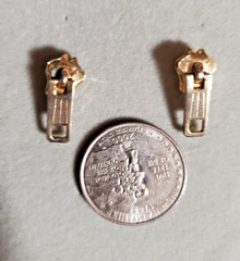 Vintage Unique Gold Tone Unique Zipper Earrings Set Detailed Gift Unisex Adult