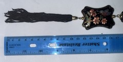 Vintage Cloisonné Enamel Pendant – Butterfly & Floral Design on Black – Gold…