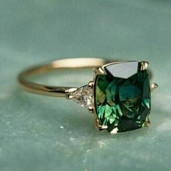 2.95Ct Art Deco Style Green Lab Created Diamond Engagement 14K Gold Finish Ring