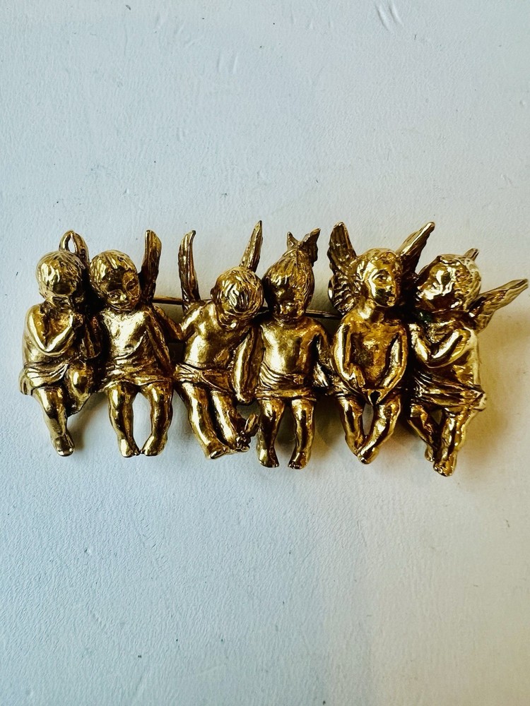 Vintage Edgar Berebi Limited Edition 6 All n A Row Angel child Brooch