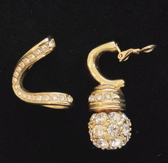 Nolan Miller Gold Tone Crystal Rhinestone Ball Pendant on Crystal Slide 2pc Set