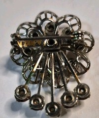 Vintage 1950s Clear Rhinestone Starburst Waterfall Wreath Brooch Pin Bridal