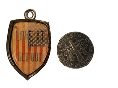 UNITED STATES Vintage Silver Enamel Travel Shield Charm Love it or get Out – TB