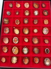 Antique Cameo Brooch Collection. 35 Total