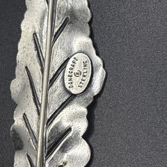 Vintage Danecraft sterling Silver brooch Pin Leaf Signed 2.5” 5g