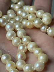 Vtg Art Deco Sterling Silver Pearl Clasp Baroque Akoya Hand Knotted Necklace 25”
