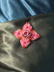 Vintage Beaded Brooch Pin Pink Lavender Unsigned
