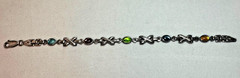 925 Sterling Silver Italy Bracelet With multi color Stones. 7.66g L- 7.5 in.
