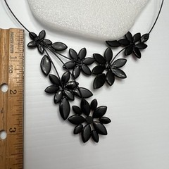 Vtg Set Black Shaped Wire Burgundy Olive Lemon Orange Stone Neck Choker Earring