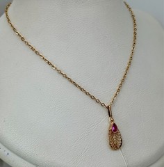 USSR Vintage Original Amethyst (lab. made) Rose Gold Pendant 583 14K 1,36 g.