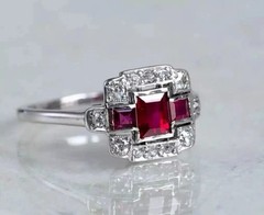 2Ct Art Deco Style Lab Created Ruby & Diamond Wedding 14K White Gold Finish Ring