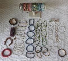 Mix Jewelry BRACELETS 66+ pc Lot, 3 Lbs,wearable, some with semi-precious stones