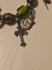 Vintage Bracelet With Sterling Silver Charms And Glass Beads 7.5″ Long