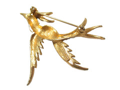 Mamselle Vintage Bird Flying Brooch Pin Enamel Blue Yellow