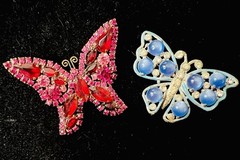 Lot 65 Vtg BUTTERFLY BROOCH Rhinestone Enamel 925 800 Silver GF Monet Trifari