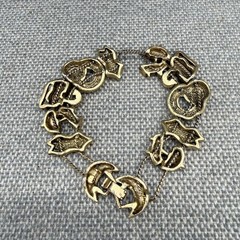 Vintage Slider Bracelet Enamel Beach Ball Pool Swimsuit Chaise Lounge Goggles