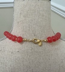 VTG Joan Rivers Signed Necklace Red Acrylic Beads Gold Plated 35” Statement Glam