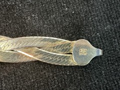7.5” Milor Italy Gold Tone ETCHED BRAIDED Sterling Silver Bracelet Herringbone