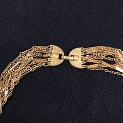 Vintage Gold Tone Mixed Chain Multi-Strand Layered Statement Choker Retro