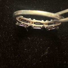 Vintage 925 Sterling Silver 3-Stone Amethyst FEB Birthday Ring Size 6