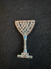 Vintage B David Martini Cocktail Wine Glass – Aurora Borealis Crystal Brooch