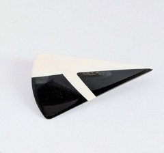 Vintage Brooches Black White Mod Pop Art Geometric Bold 60s Asymmetrical Lot 3
